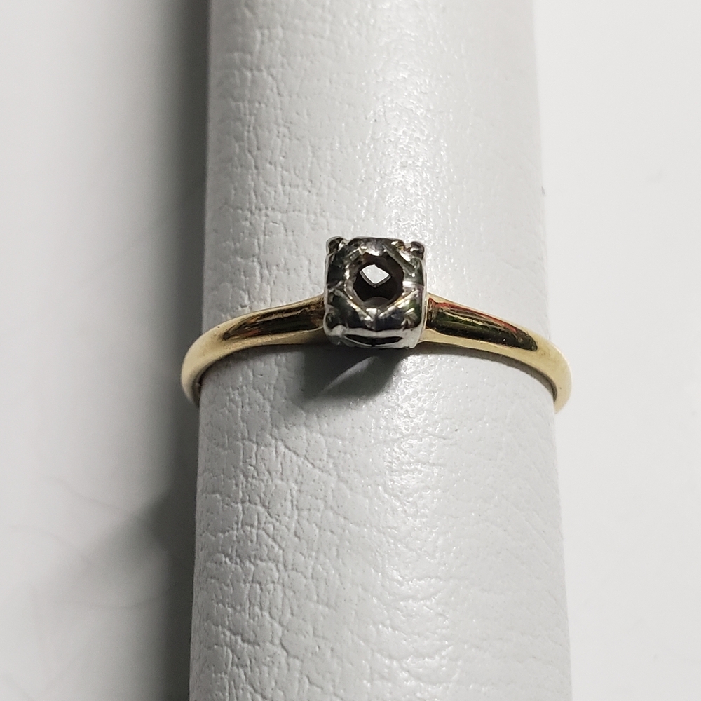 Vintage 14k Two Tone Solitaire Engagement Setting Ring Size 8